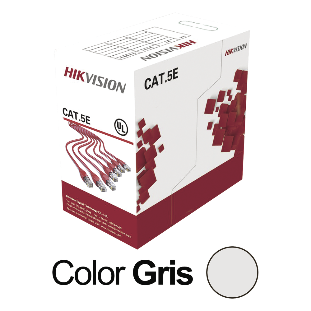 Bobina de cable Cat5e 305 m, UTP, 24 AWG, 100% cobre, gris