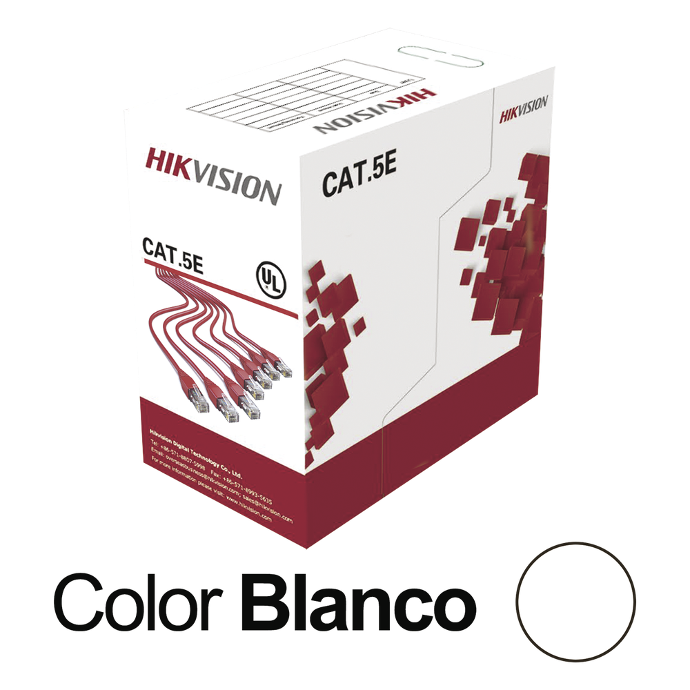 Bobina de cable Cat5e 305 m, UTP, 24 AWG, 100% cobre, blanco