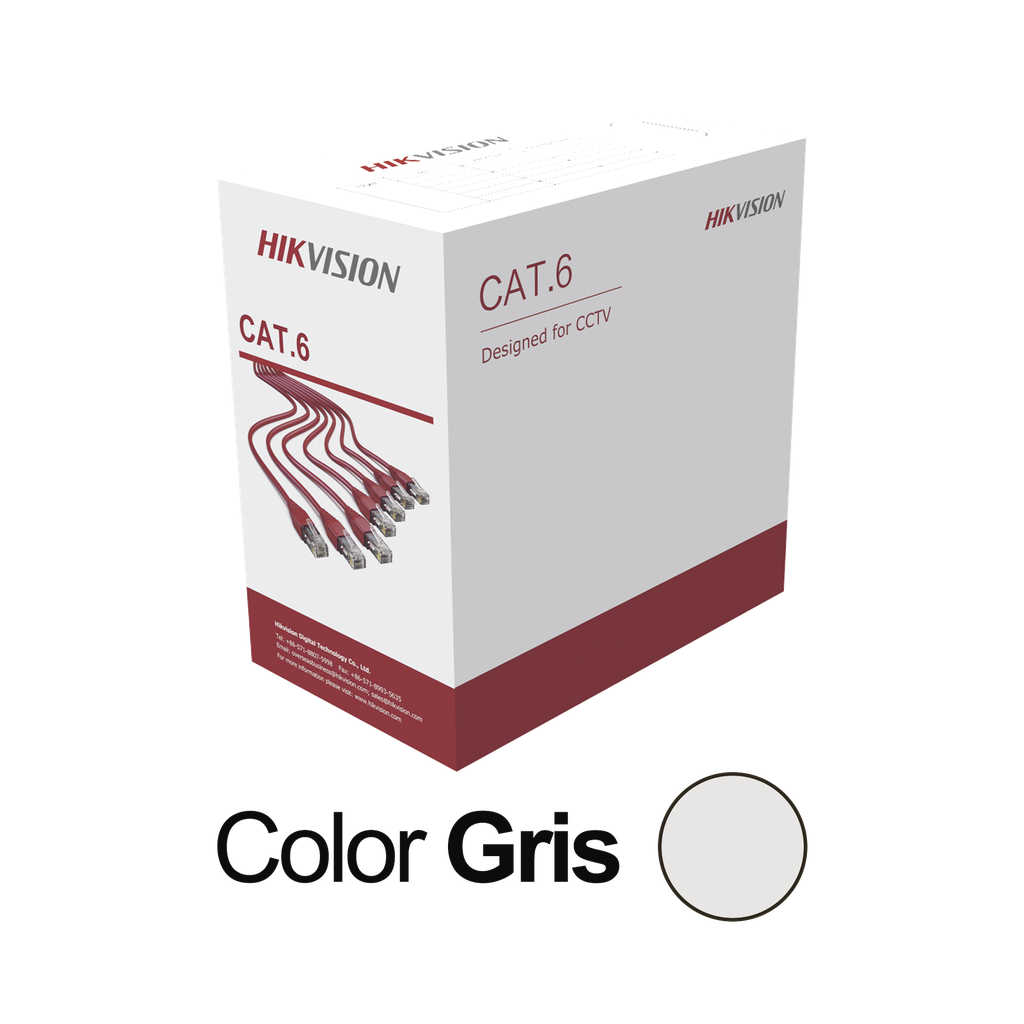 Bobina de cable Cat6 305 m, UTP, 23 AWG, 100% cobre, gris