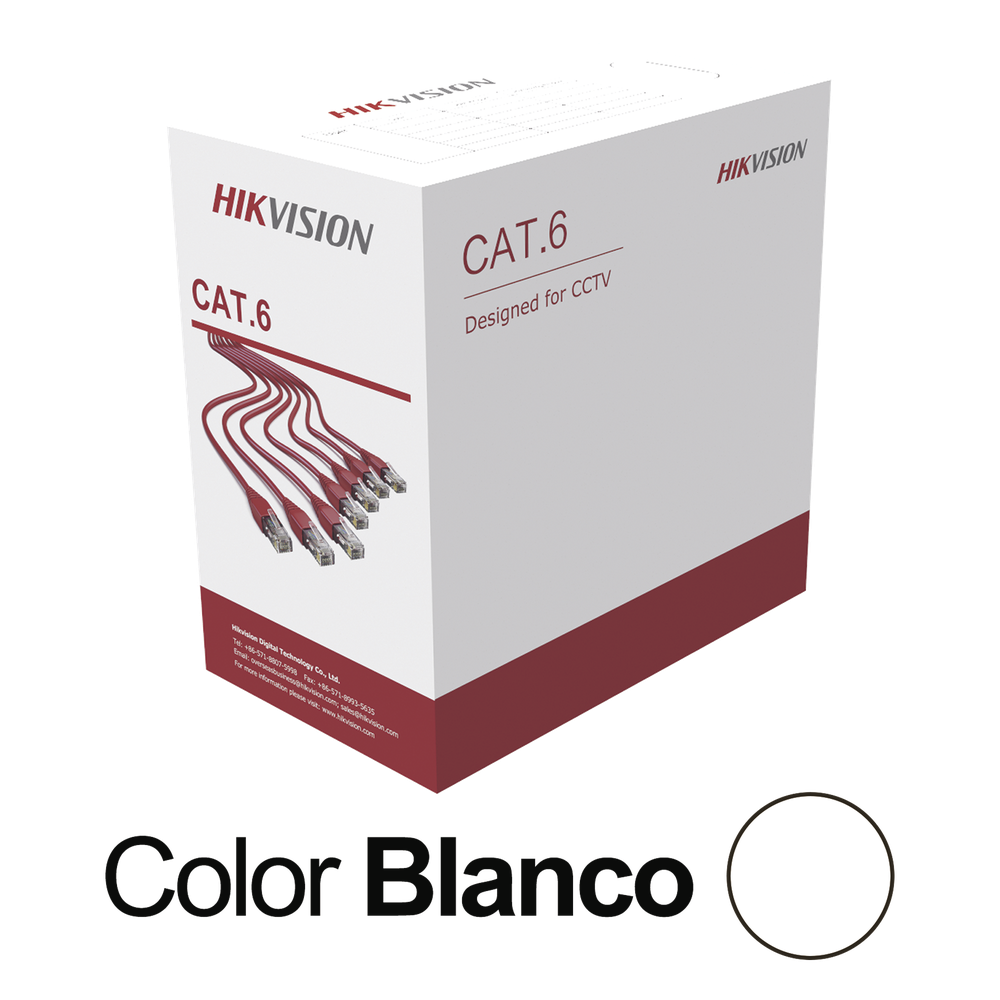 Bobina de cable Cat6 305 m, UTP, 24 AWG, CCA, blanco