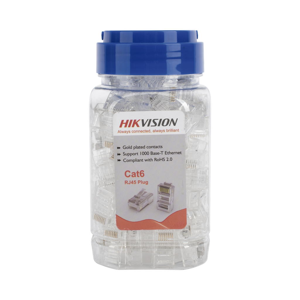 [DS-1M6UA-15U] Bote con 100 Piezas de Plug Modular RJ45 / Cat 6 / Chapado en Oro a 15 Micras / Sin Blindaje / Facil Instalación / Uso Interior / Soporta Norma TIA-568B / Cumple con RoHS 2.0