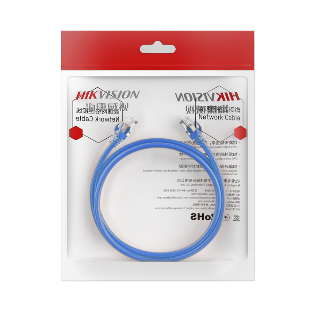 Patch cord Cat6 UTP, 2 m, azul, 24 AWG
