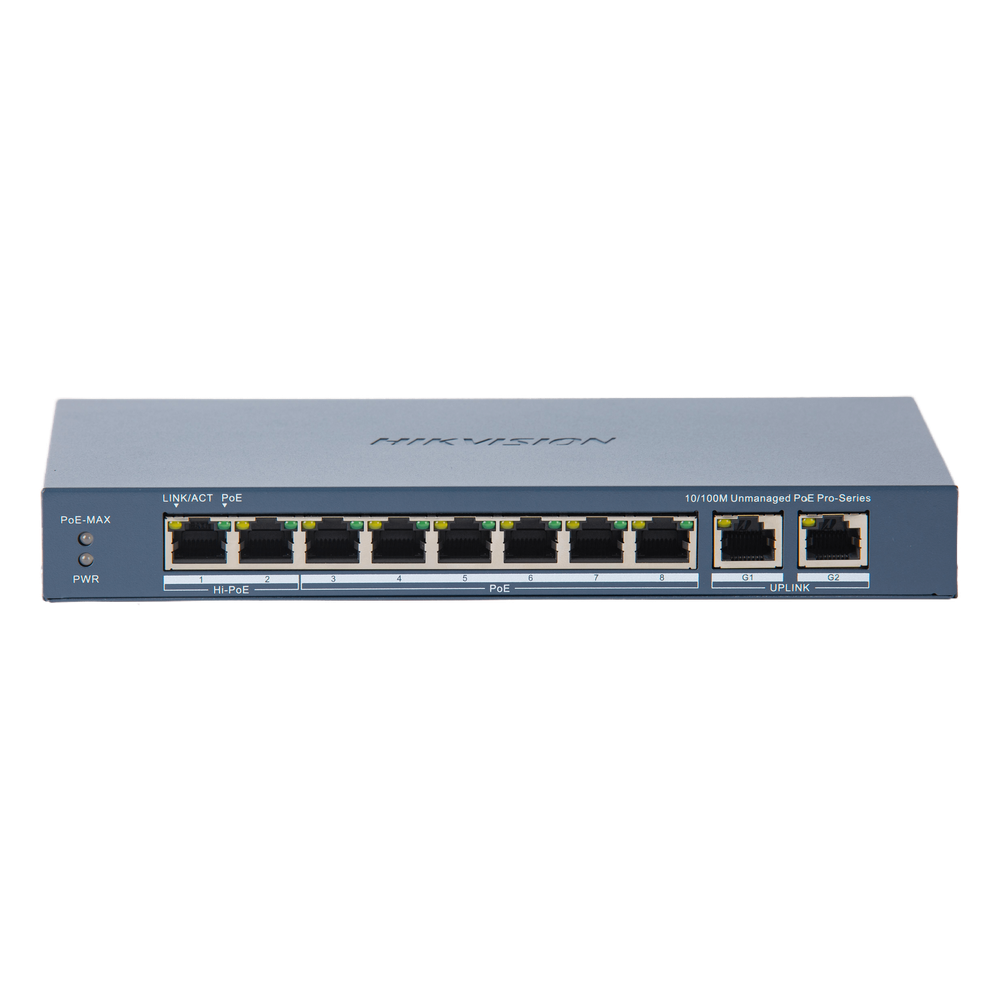 Switch no administrable 7 puertos, PoE+, Gigabit, 30 W