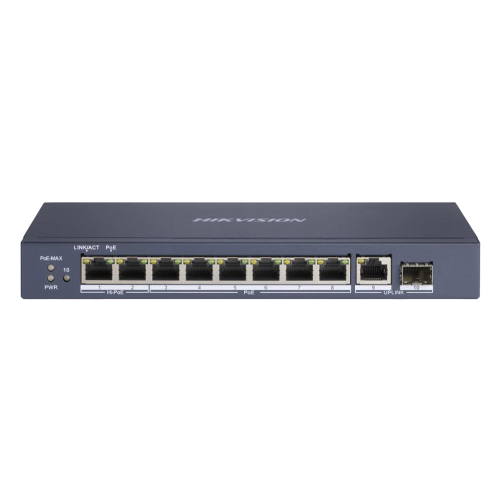 Switch no administrable 7 puertos, PoE+, Gigabit, 1 puertos SFP, 30 W