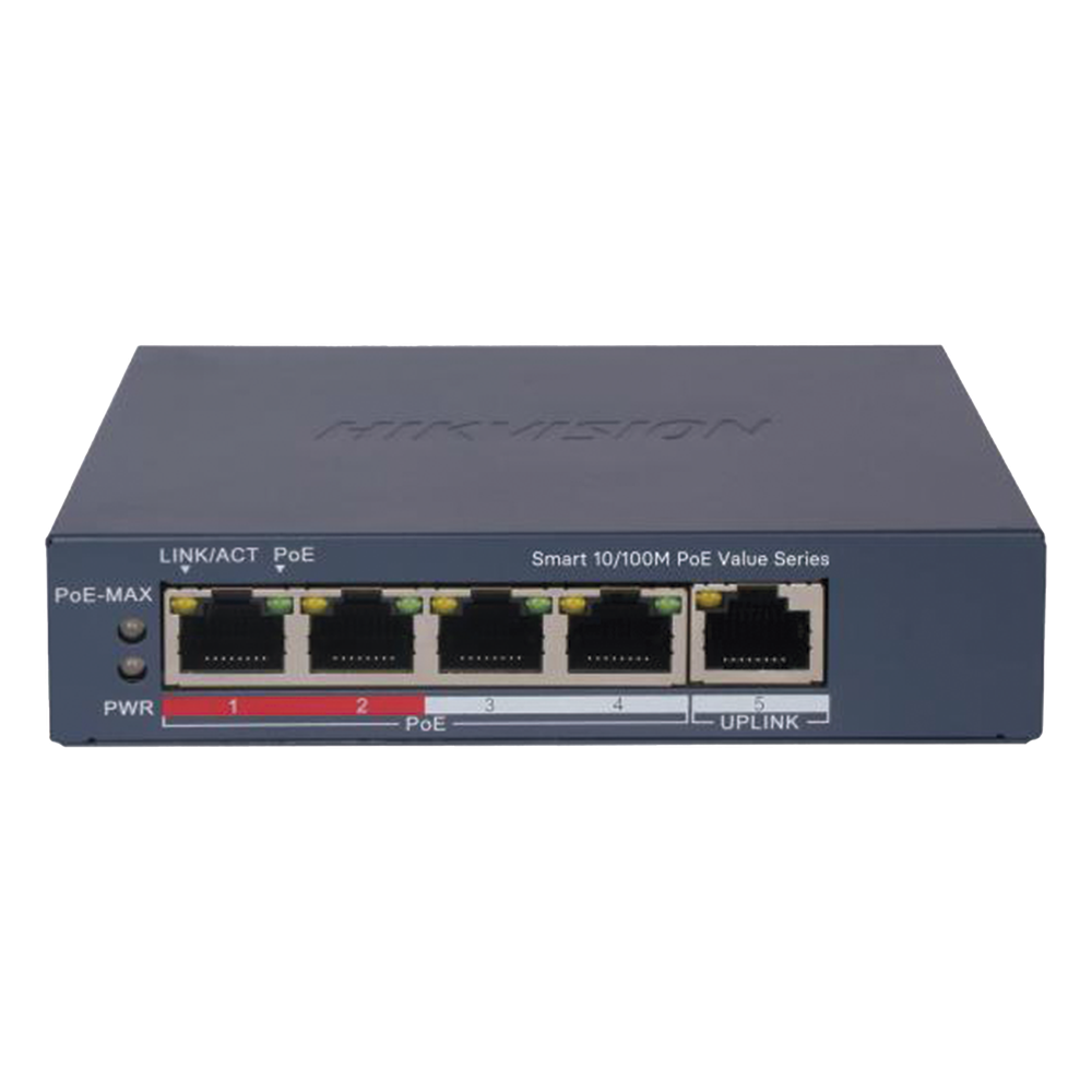 Switch 4 puertos, PoE+, 10/100 Mbps, 45 W