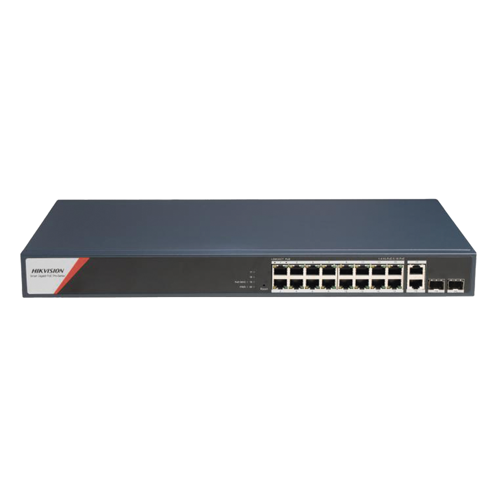 Switch administrable 16 puertos, PoE+, Gigabit, 2 puertos SFP, 90 W