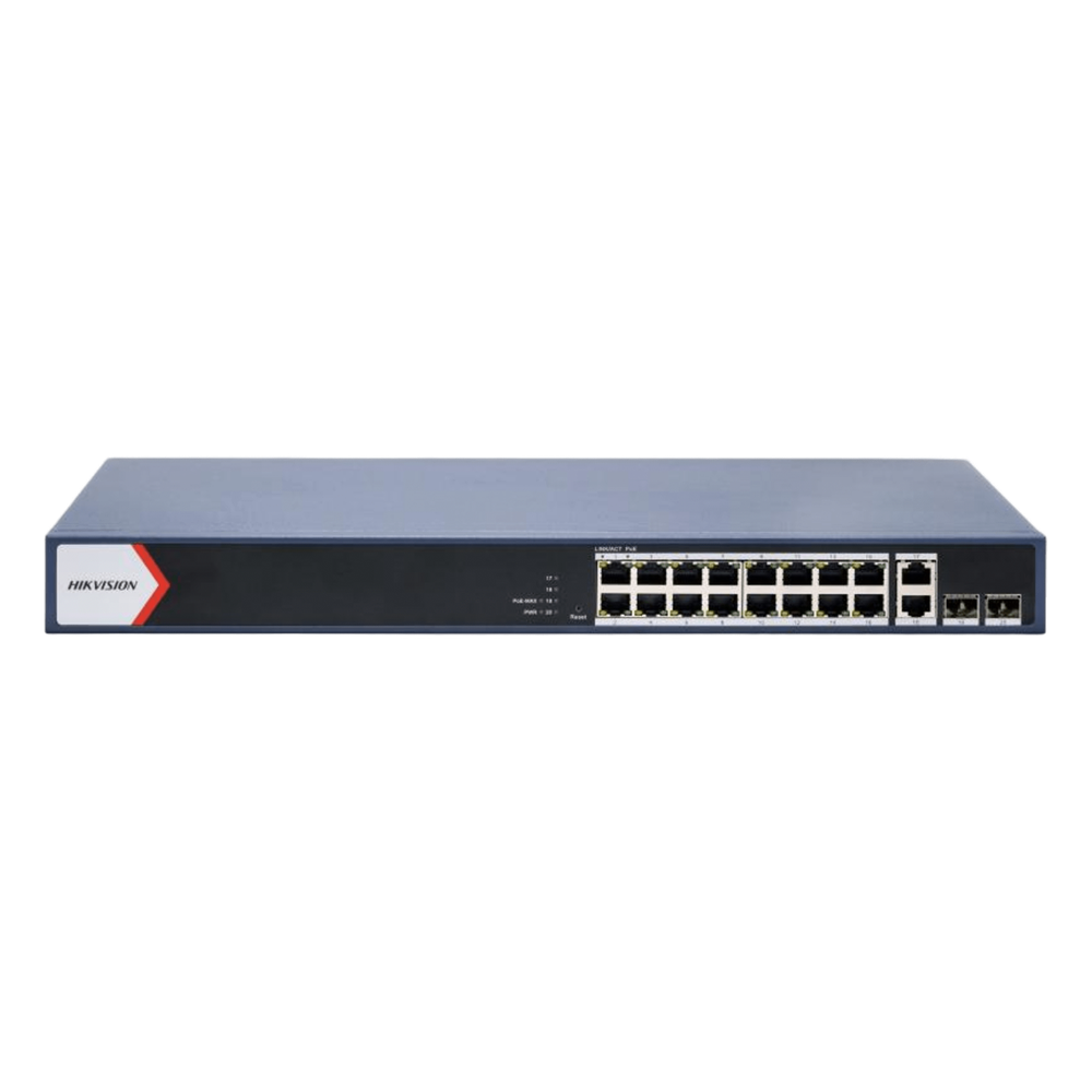 Switch administrable 16 puertos, PoE+, Gigabit, 2 puertos SFP, 230 W