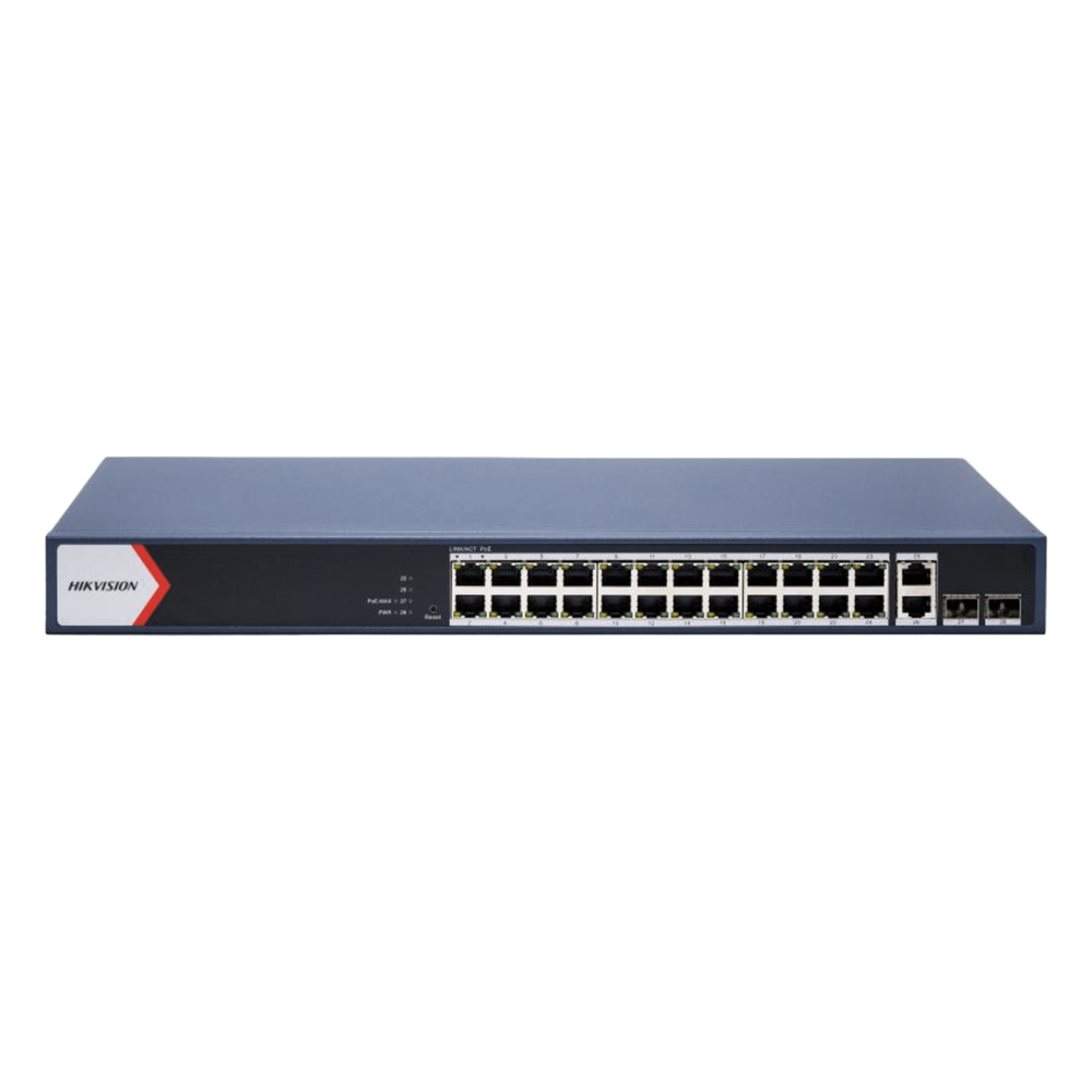 Switch administrable 24 puertos, PoE+, Gigabit, 2 puertos SFP, 230 W