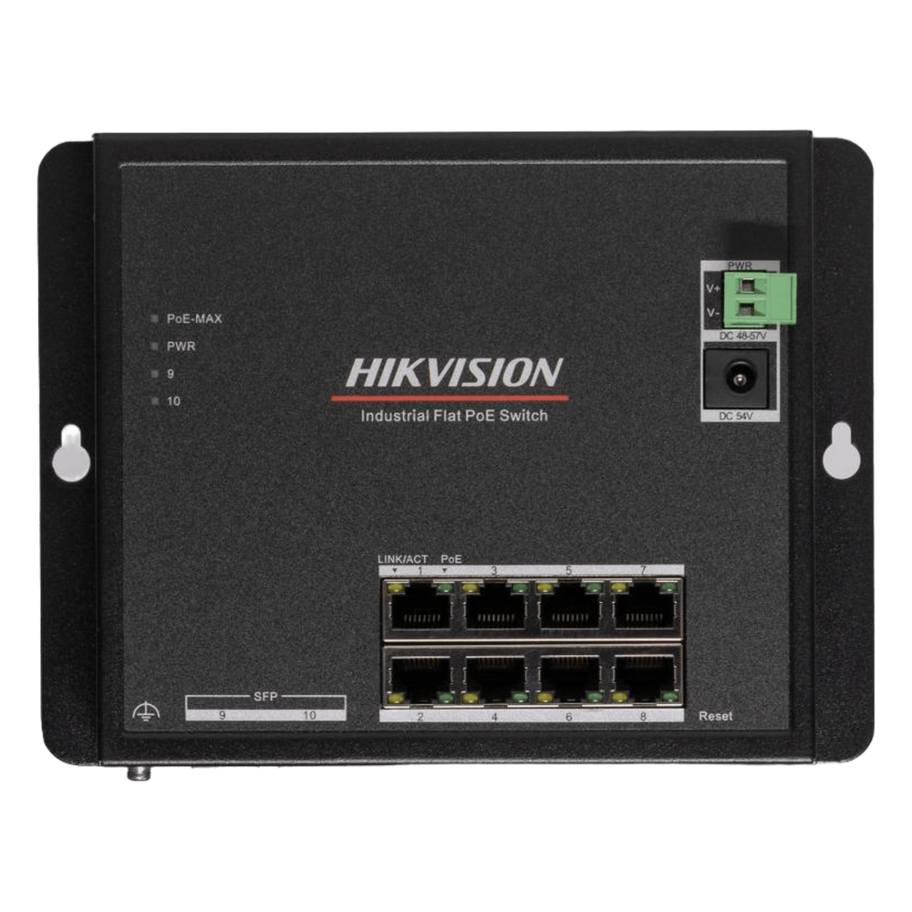 Switch industrial administrable 8 puertos, PoE+, Gigabit, 2 puertos SFP, 30 W
