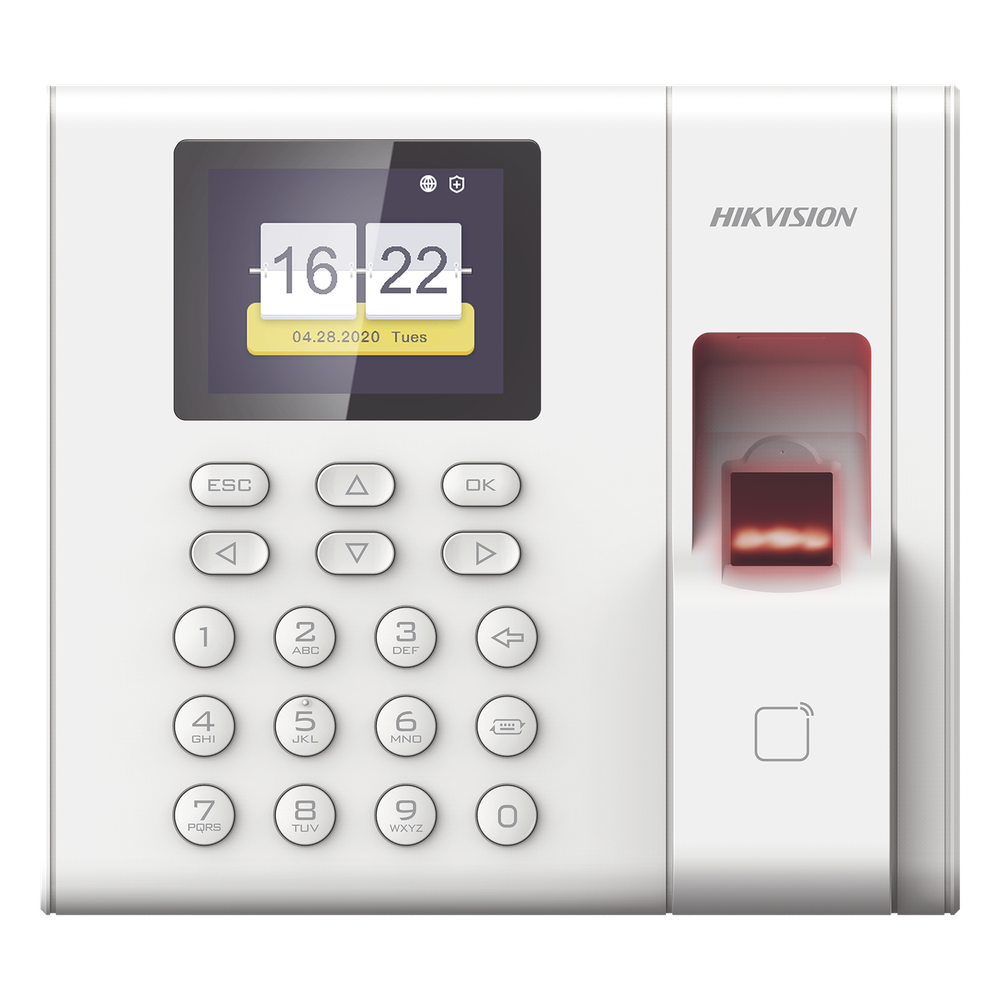 [DS-K1A8503EF-B] Checador de Huella con Batería de Respaldo / 1,000 Huellas / 100,000 Eventos / LCD 2.4 Pulgadas / TCP-IP / USB / Lector EM 125 kHz / iVMS-4200