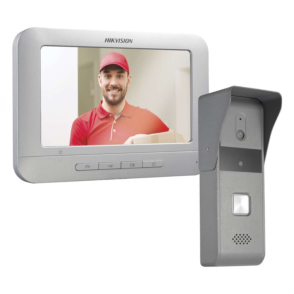 [DS-KIS203-T] Kit de Videoportero Analógico con Pantalla LCD a Color de 7" / Frente de Calle para Exterior IP65 / Salida de Relevador