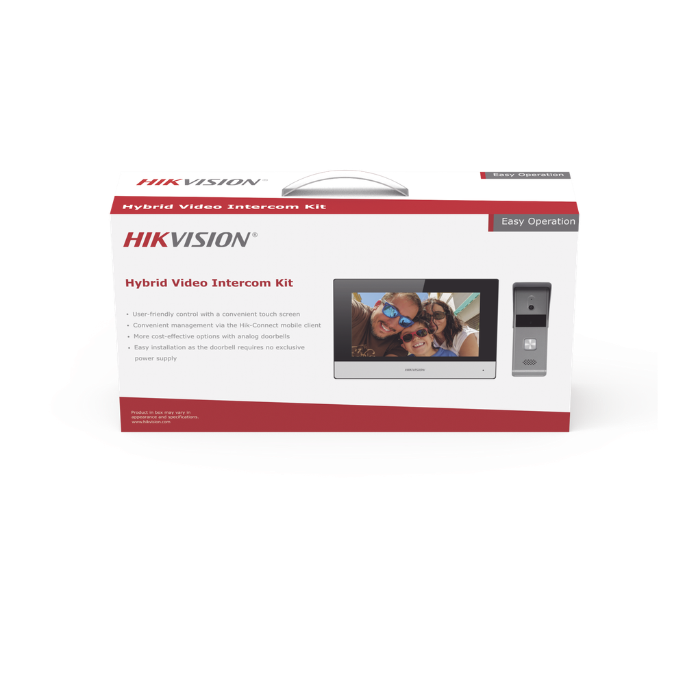 [DS-KIS303-P] Kit de Videoportero Híbrido Analógico de Metal / IP a 4 Hilos con Función de Llamada a App Hik-Connect / Monitor se Conecta a Internet por Cable o WiFi y por 4 Hilos al Frente de Calle IP65 / Expandible a Mas Equipos