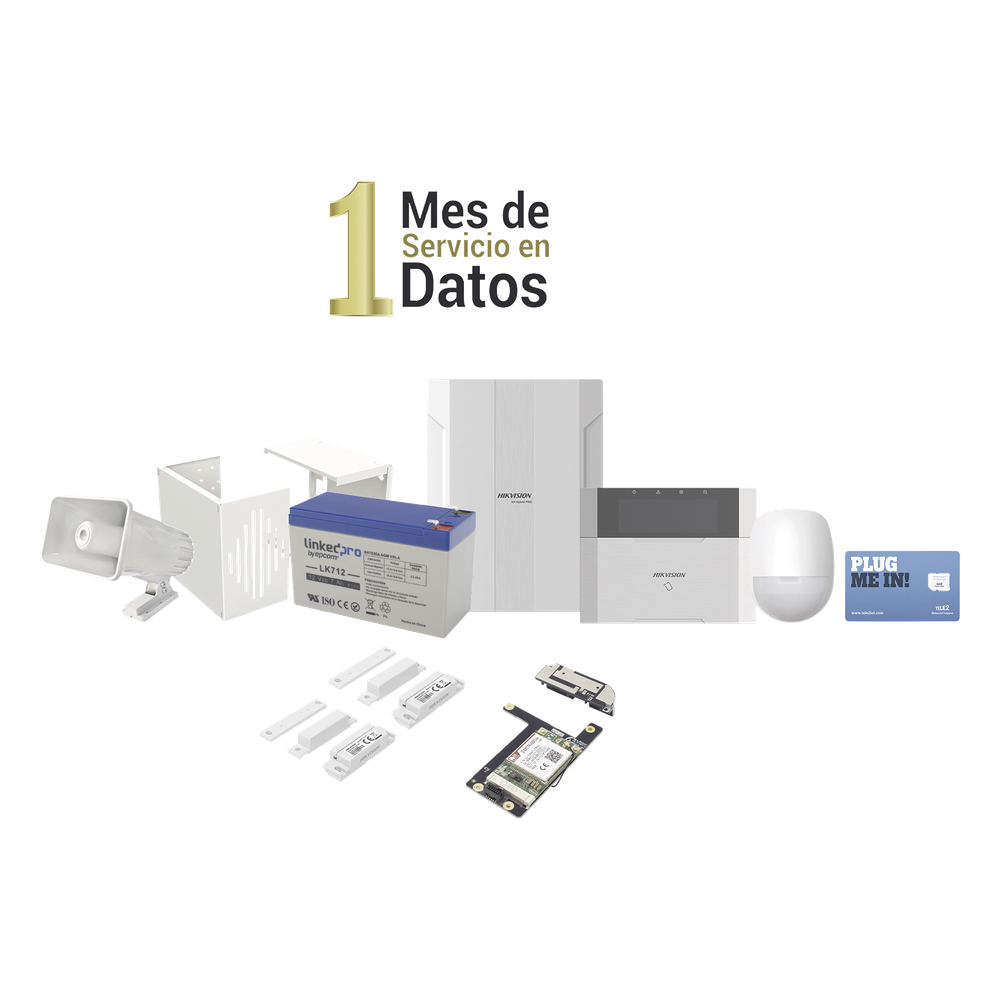 [DS-PHA64-LP/GSM] KIT Panel de Alarma HYBRID PRO / 1 Panel Híbrido / 1 Monitor LCD / 2 Contactos Magnéticos / 1 PIR / 1 Batería 12 vcc 7 Amp