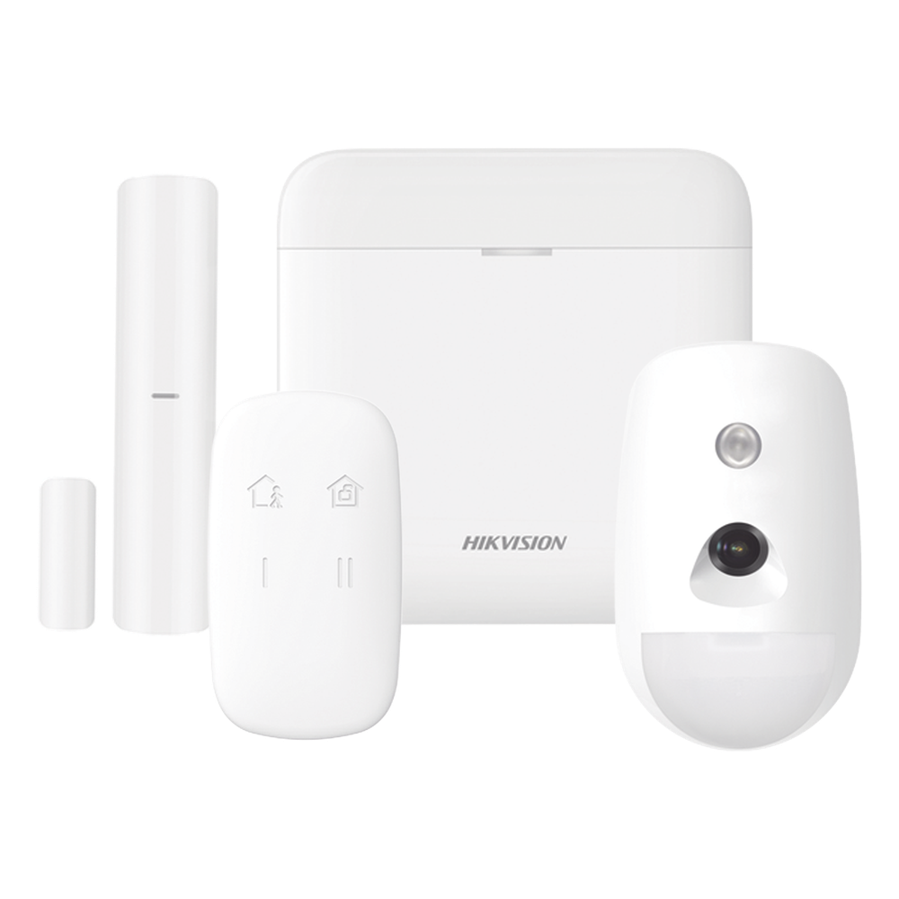 [DS-PWA48-K-CAM] (AX PRO) KIT de Alarma AX PRO / Incluye: 1 Hub con bateria de respaldo / 1 Sensor PIR con Cámara / 1 Contacto Magnético / 1 Control Remoto / WiFi / Compatible con Hik-Connect P2P