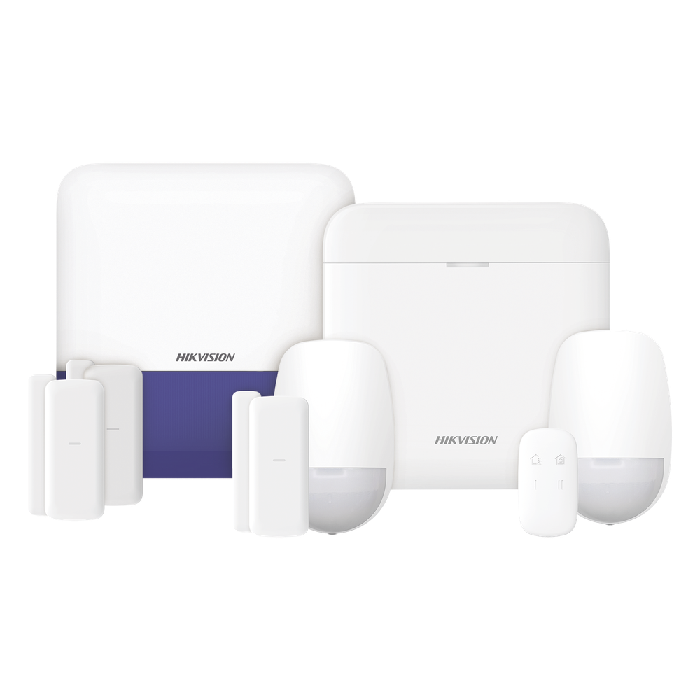 [DS-PWA48-KSV2] (AX PRO) KIT de Alarma AX PRO con GSM (3G / 4G) / Incluye: 1 Hub con bateria de respaldo / 2 Sensores PIR / 3 Contactos Magnéticos mini / 1 Control Remoto / 1 Sirena inalámbrica Exterior / WiFi / Compatible con Hik-Connect P2P