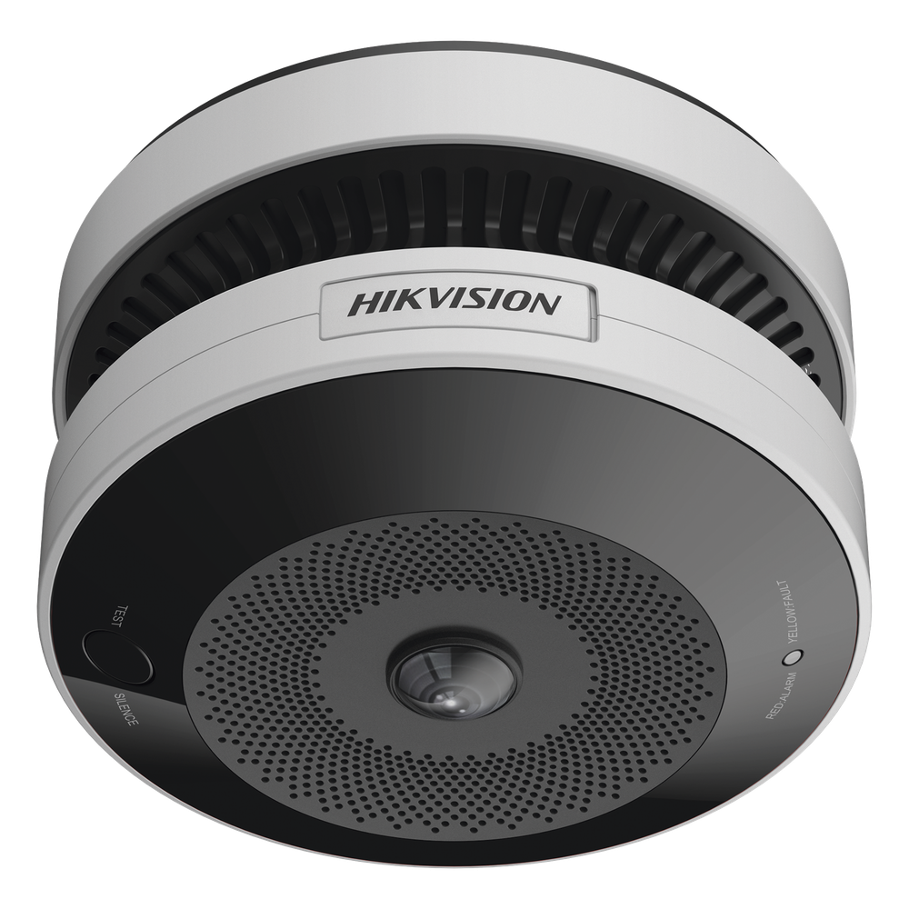 (HikFire) Mini Fisheye IP 4 Megapixel con Detector de Humo Puntual / Autónomo / Entrada y Salida de Alarma / 15 mts IR / PoE / WDR 120 dB / Alarma de 85 dB / MicroSD 128GB / Compatible con Hik-Connect