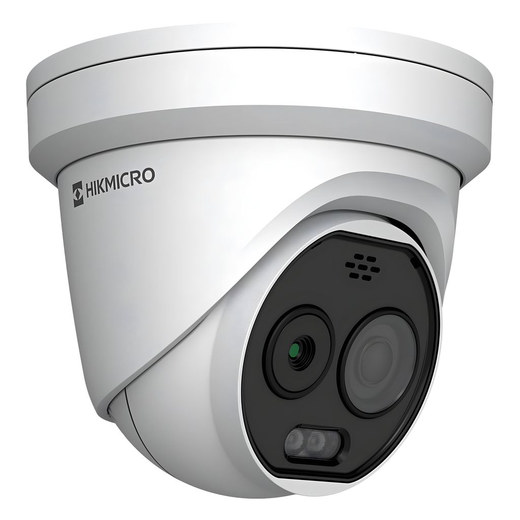 [HM-TD1228T-2/G1/T3A] (HIKMICRO) Turret IP Bi-espectral (Térmica + Óptica) / Lente Térmico 2.1 mm (256 X 192) / Lente Óptico 2.2 mm (5 Megapixel) / Detección de Temperatura (-20°C a 650°C) / IA con GUANLAN / Dual Light (30 mts IR + 30
