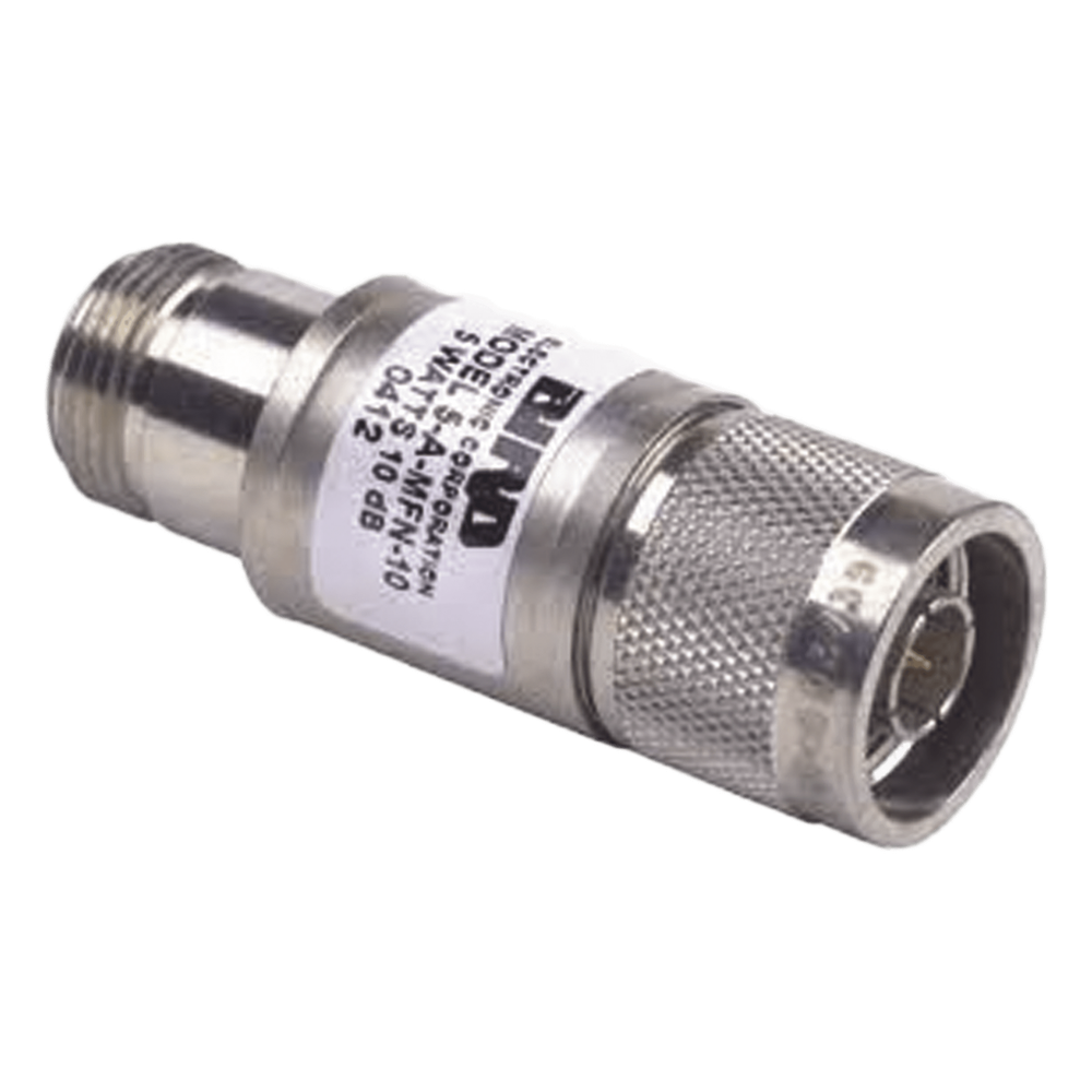 [5AMFN-10] Atenuador en Línea de 10 dB, 5 W. Máximo, CD-4 GHz, Conectores N Macho-Hembra.