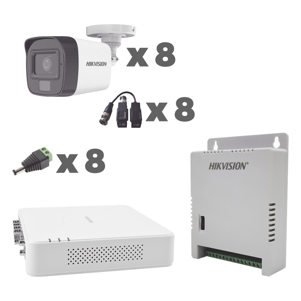 Kit de videovigilancia 8 Cámaras, TurboHD, 1080p, con micrófono