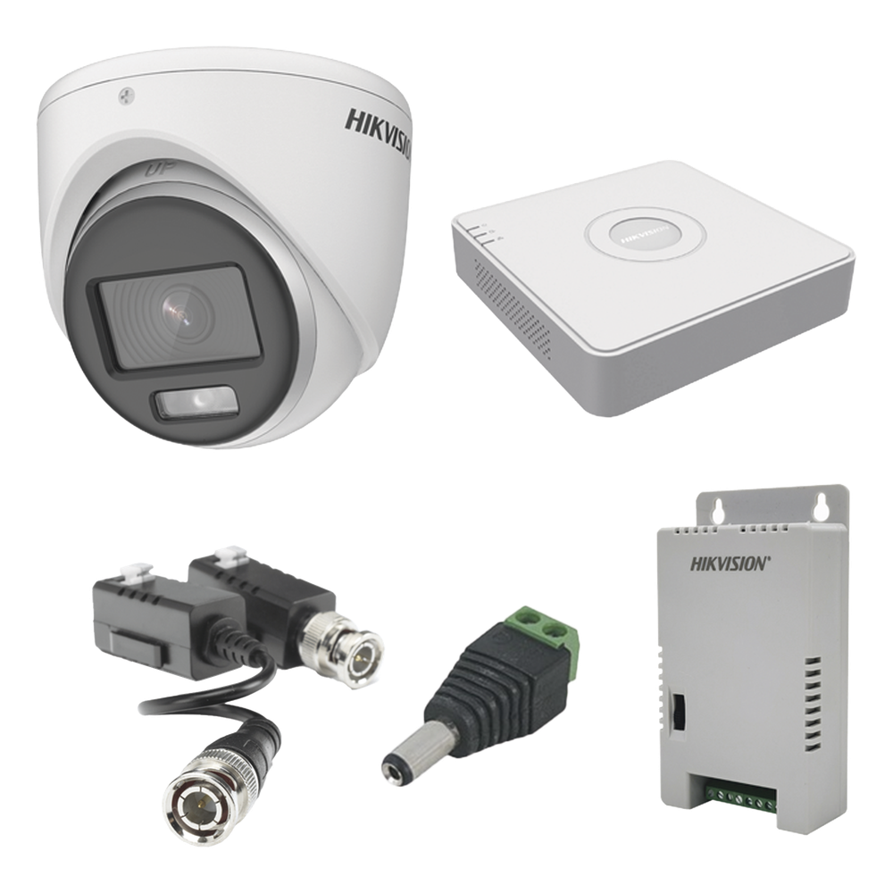 [KH1080PL4EC] KIT COLORVU TURBOHD 1080pLite / DVR 4 Canales / 4 Cámaras Eyeball (exterior) / Transceptores / Conectores / Fuente de Poder Profesional