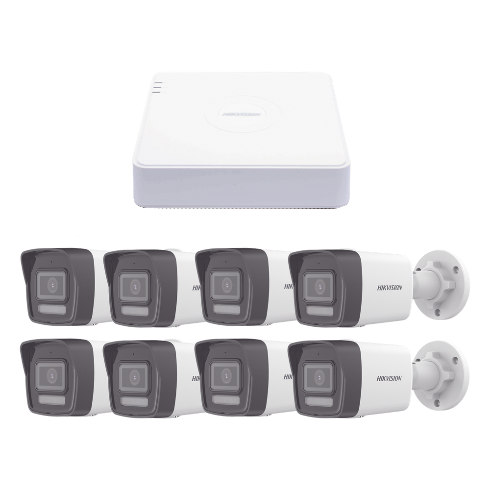 [KIPCV2M/8B] Kit IP 1080p (2 Megapixel) / NVR de 8 Canales con 8 Puertos PoE / 8 Cámaras IP Bala ColorVu Lite y Motion Detection 2.0 / Micrófono Integrado