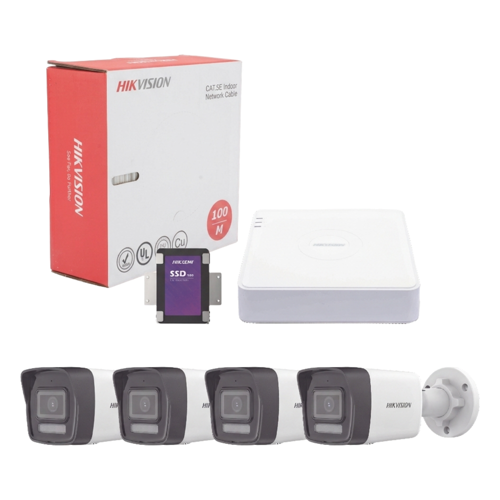 [KIT4MP/4B/1TB] Kit de videovigilancia bala 4 Cámaras, IP, 4 MP, AcuSense, con micrófono