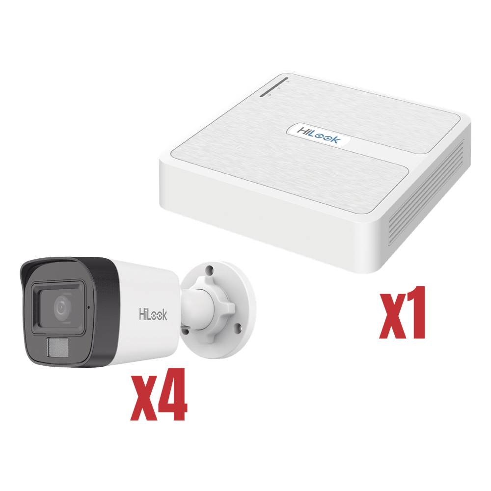 [KIP2MP/4B] Kit IP 4Megapixel / NVR de 4 Canales con 4 Puertos PoE / 4 Cámaras IP Dual light con micrófono