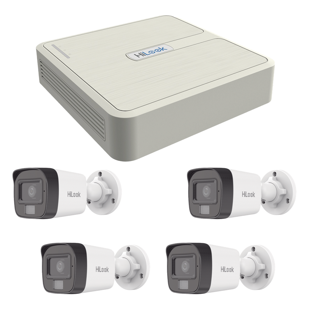 [KIP4MP/4B] Kit IP 4 Megapixel / NVR de 4 Canales con 4 Puertos PoE / 4 Cámaras IP Dual Light con Micrófono Integrado / Bala para Exterior