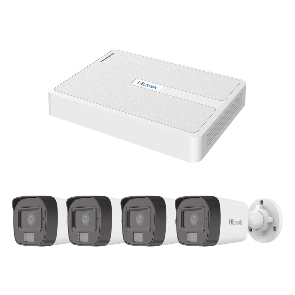 [KIPH4B4MP/A] Kit IP 2 Megapixel / NVR de 8 Canales con 8 Puertos PoE / 4 Cámaras IP Bala Dual light para Exterior / Micrófono Integrado