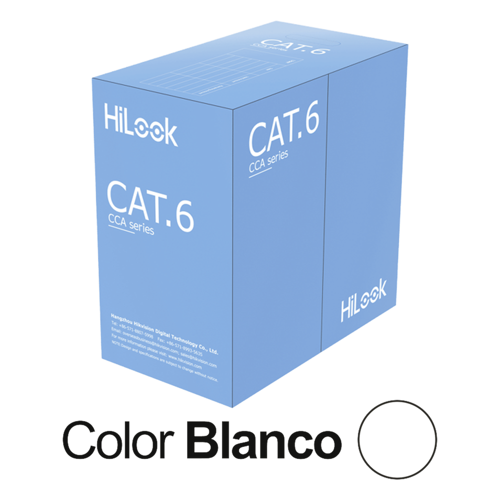 [NC-1LN6UU/CCA/M] Cable de Red UTP Cat6 / 23 AWG / CCA / ANSI-TIA-568.2-de RoHS 2.0 / CPR Fca / 305 Metros (1000 Pies) / PVC Blanco / Resistencia a la Tracción y Compresión / Operación -20°C a 70°con Interior