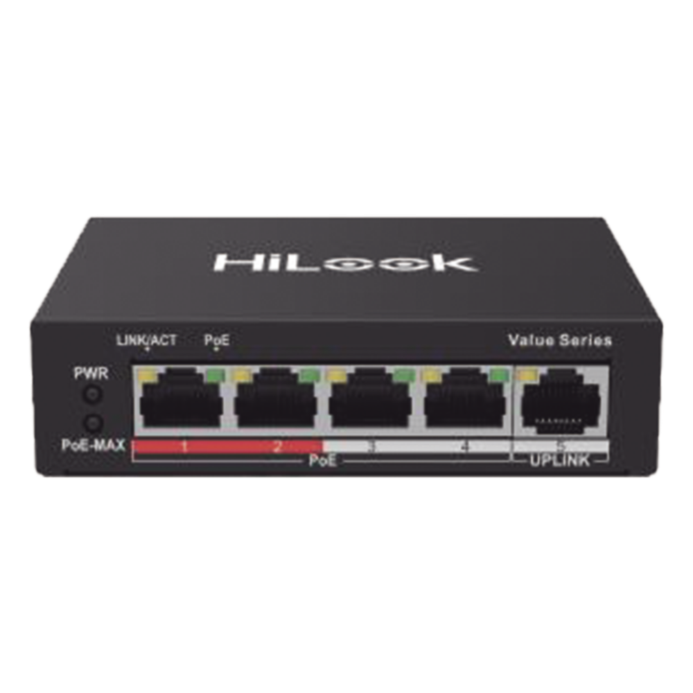 Switch 4 puertos, PoE+, 10/100 Mbps, 35 W