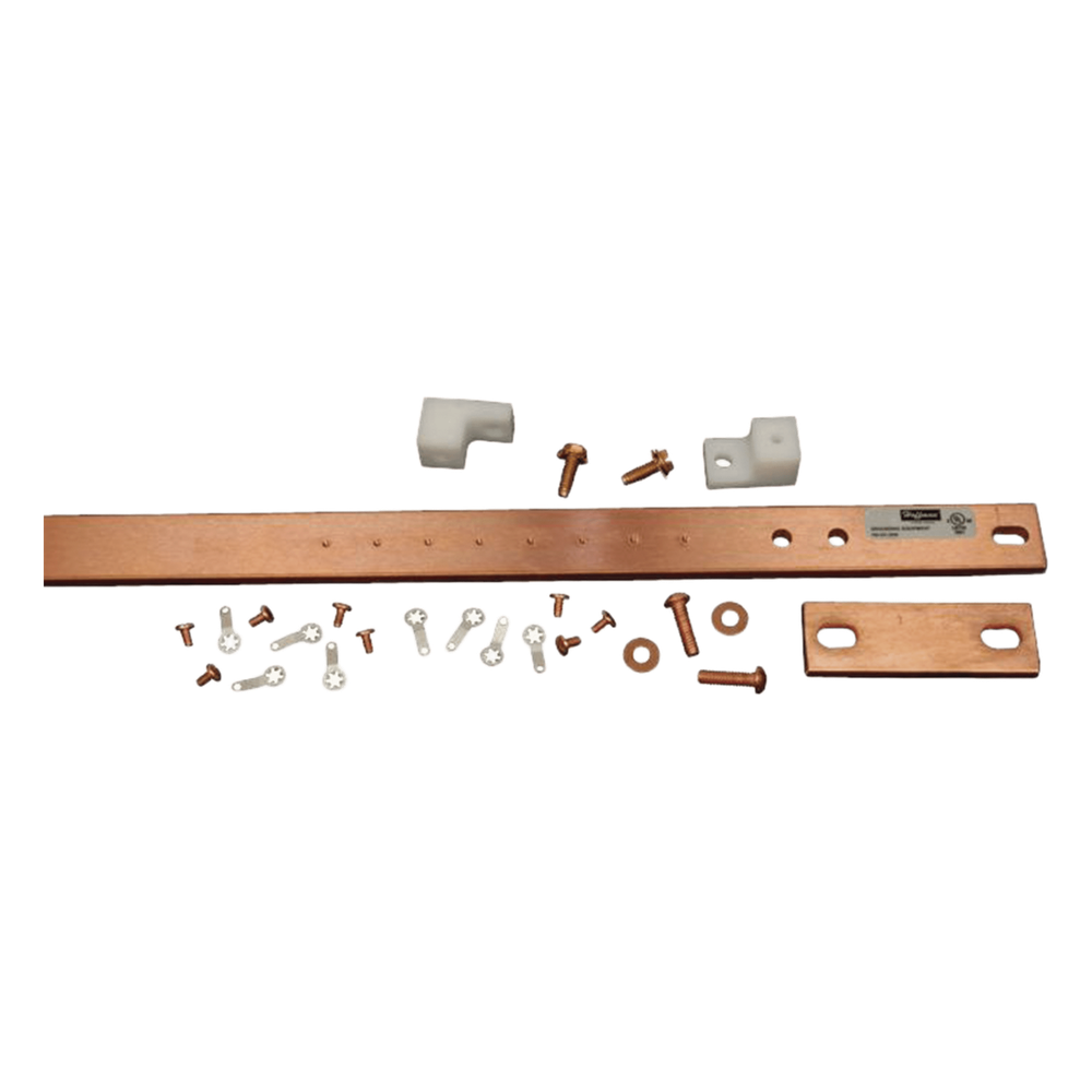 Barra de Tierra Física para Rack 19" (482.6 mm) / 1 UR / Aleación de Cobre 110 Estañado / Espesor 6 mm / Cumple EIA-310-de Incluye Kit de montaje