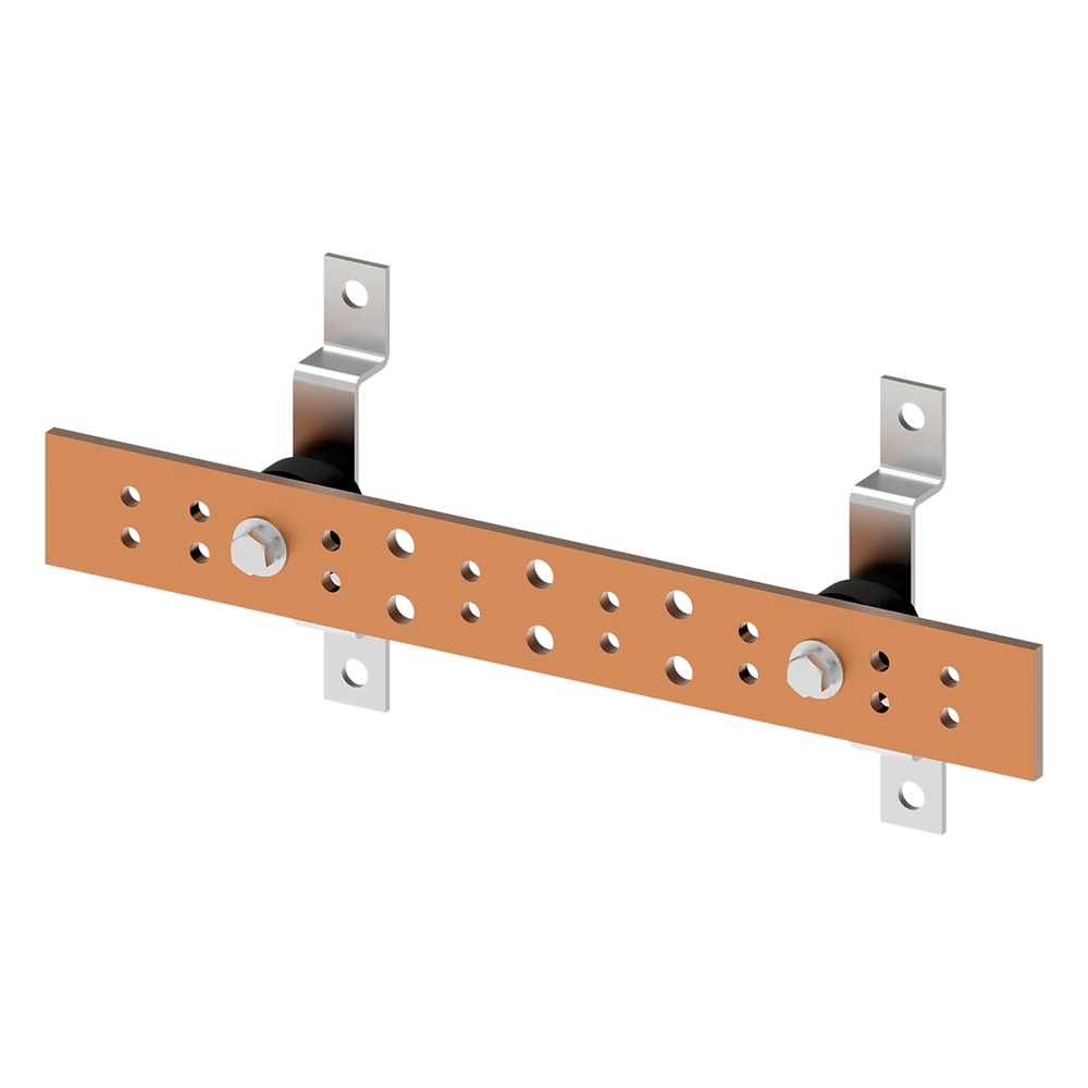 Barra de Tierra para Telecomunicaciones de Cobre Electrochapado 0.25 x 2.00 x 16.00 pulgadas, 16.00"