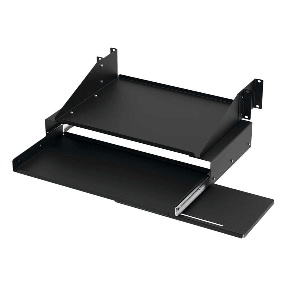 Charola Para Soportar Equipos en Rack de 19in, Con Bandeja Deslizable para Teclado y Mouse, Capacidad de 45.5 kg, 4 UR