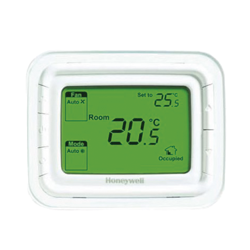 [T6861H2WG] Termostato No Programable, Horizontal 2 o 4 TUBOS, 220 VAC, Pantalla Verde