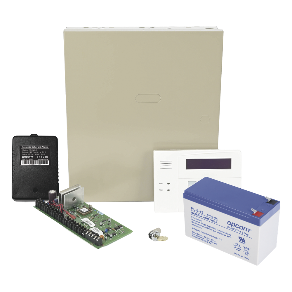 [VISTA48LANTB8AH/6160RF] Kit de panel de alarma con teclado alfanumérico, batería de respaldo, transformador y gabinete