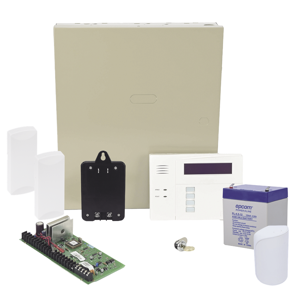 [VISTA48RFSFIRE] Kit de panel de alarma híbrido con teclado y receptor inalámbrico integrado, contactos magnéticos y sensor de movimiento inalámbricos