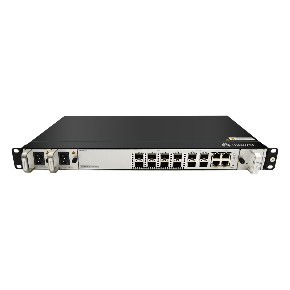 [MA5801-GP08-H3] OLT GPON OptiXAccess 8 Puertos con Módulos C+, 4 Puertos Uplink (10GE / GE), Hasta 1024 ONTs, 2 Fuentes de Alimentación AC, 1 UR