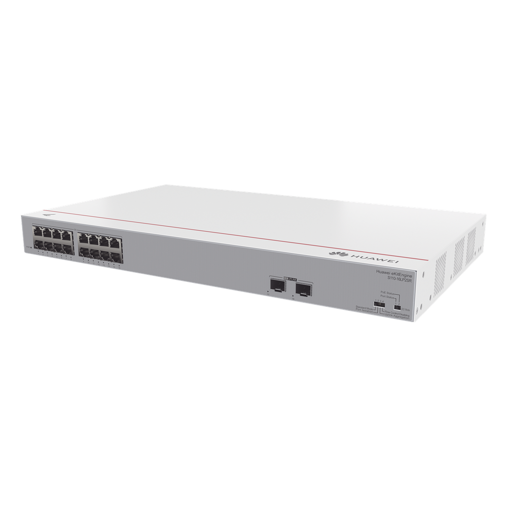 Switch no administrable 16 puertos, PoE, Gigabit, 2 puertos SFP, 124 W