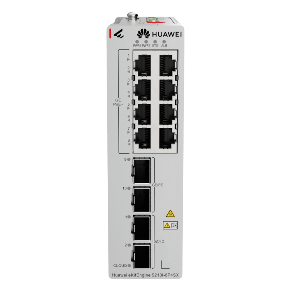 Switch Industrial eKit / 8 Puertos PoE+ Gigabit + 2 SFP + 2 SFP+ / montaje en Riel DIN / Fuente Redundante 1+1: 54 a 57 VCD / Libre de licenciamiento / Gestión gratuita desde la Nube / Presupuesto PoE 220 W