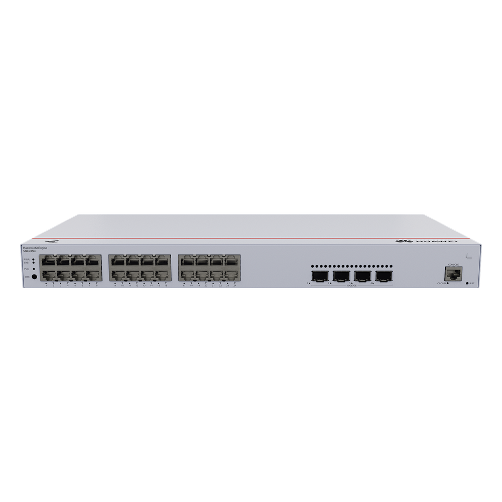 Switch administrable 24 puertos, PoE+, Gigabit, capa 2, 4 puertos SFP+
