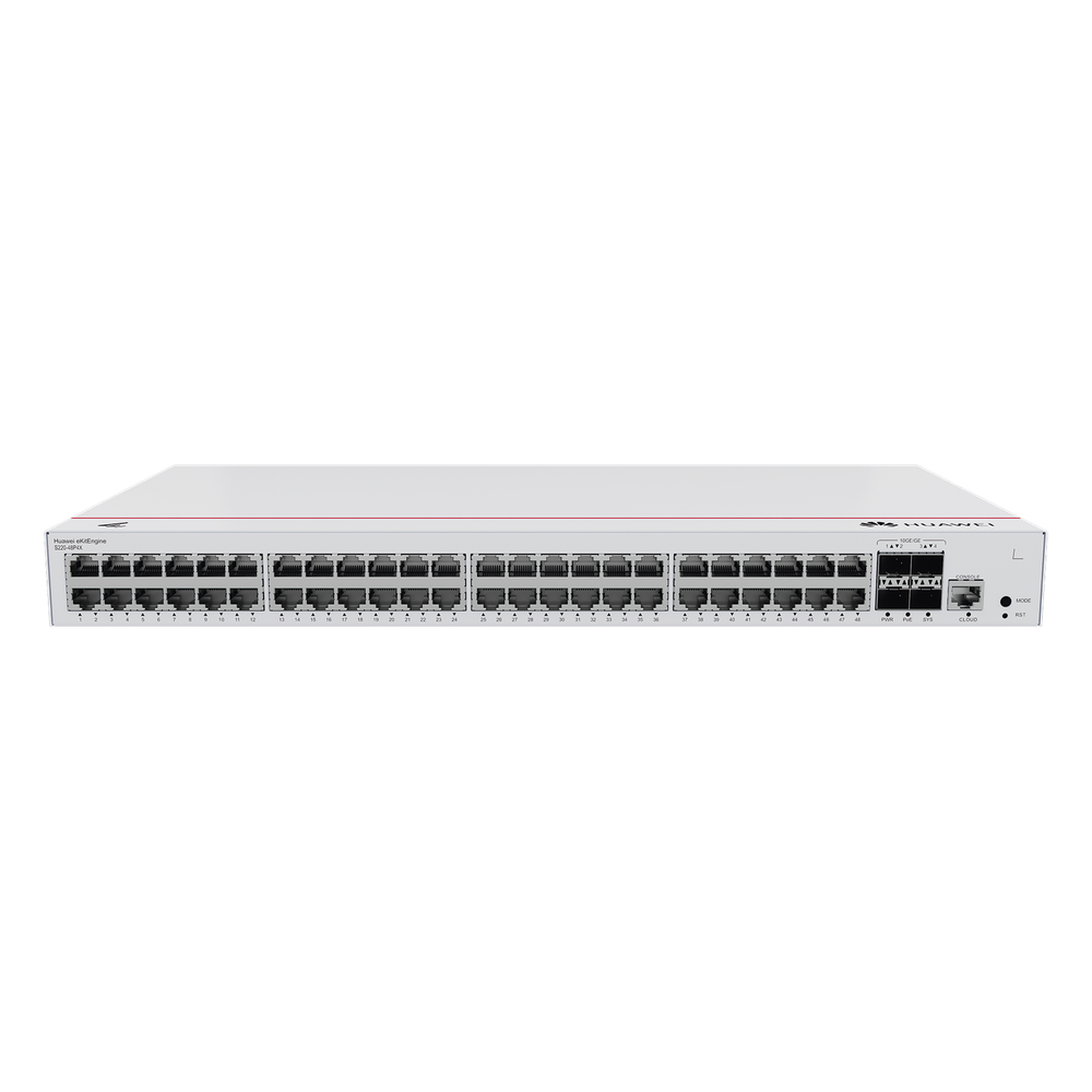 Switch de Acceso Gigabit Administrable PoE Capa 2 / 48 puertos 10 / 100 / 1000 Mbps (PoE) / 4 Puertos 10GE SFP+ Uplink / ERPS / IMGP Snooping / DHCP Snooping / PoE Perpetuo / 380W / Administración Nube Gratis