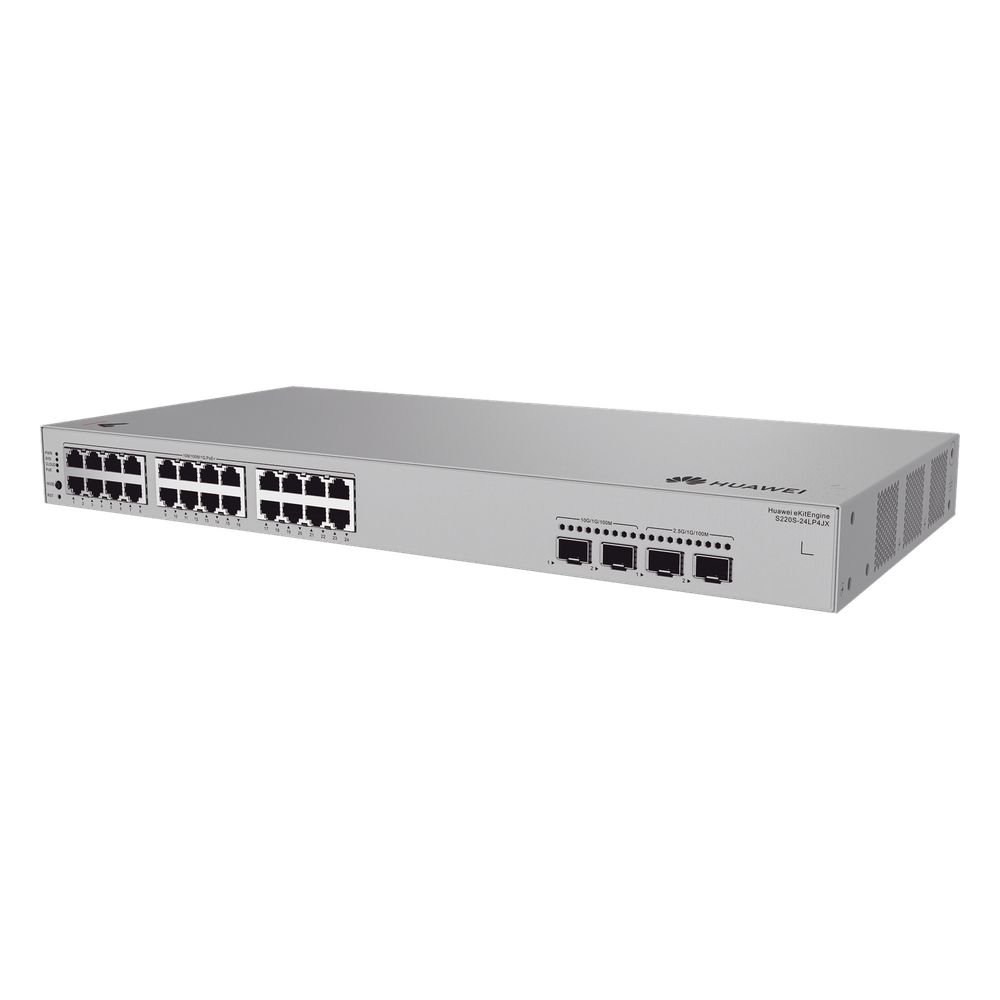 Switch administrable 24 puertos, PoE+, Gigabit, capa 2, 2 puertos SFP