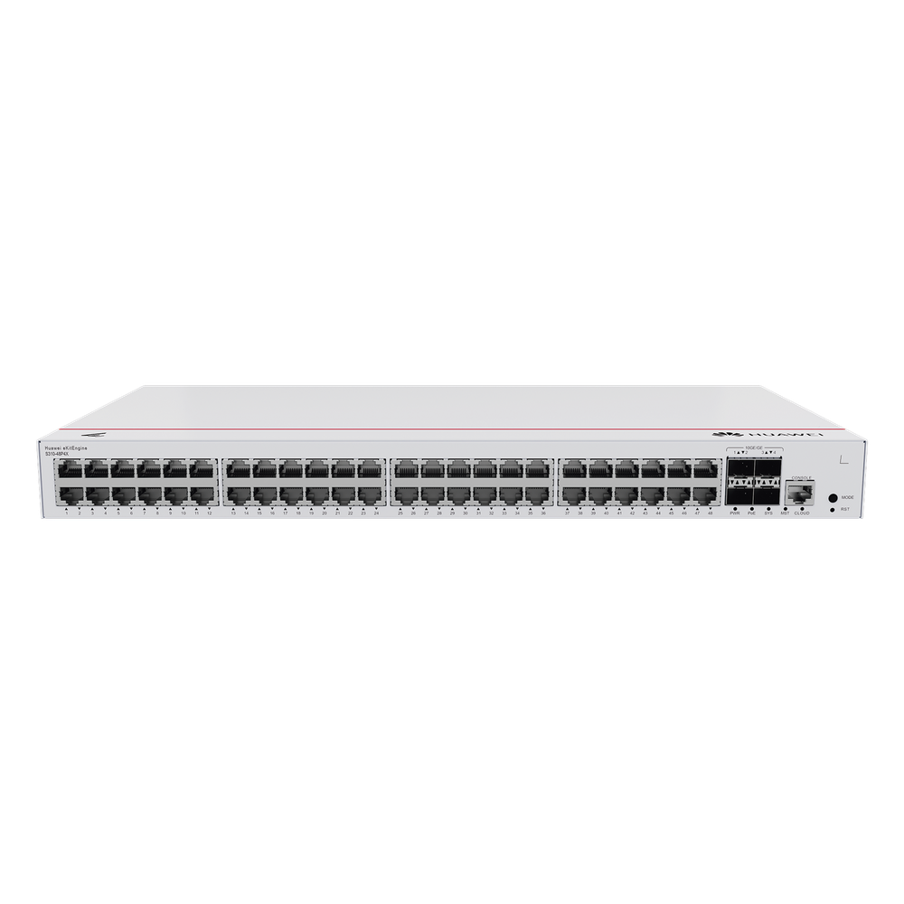 Switch de Distribución / Core Gigabit Administrable PoE Capa 3 / 48 puertos 10 / 100 / 1000 Mbps (PoE) / 4 Puertos 10GE SFP+ Uplink / ERPS / Rutas Estáticas / iStack / PoE Perpetuo / 380W / Administración Nube Gratis