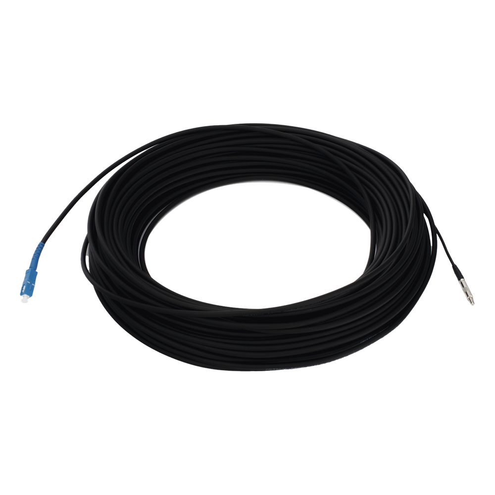Rollo de Fibra Óptica Drop Redonda G657A2 Monomodo Simplex de 100 Metros (328.08 Pies) con Conectores SC / UPC-SC / UPC para Instalaciones Aéreas, Subterráneas o a la Intemperie
