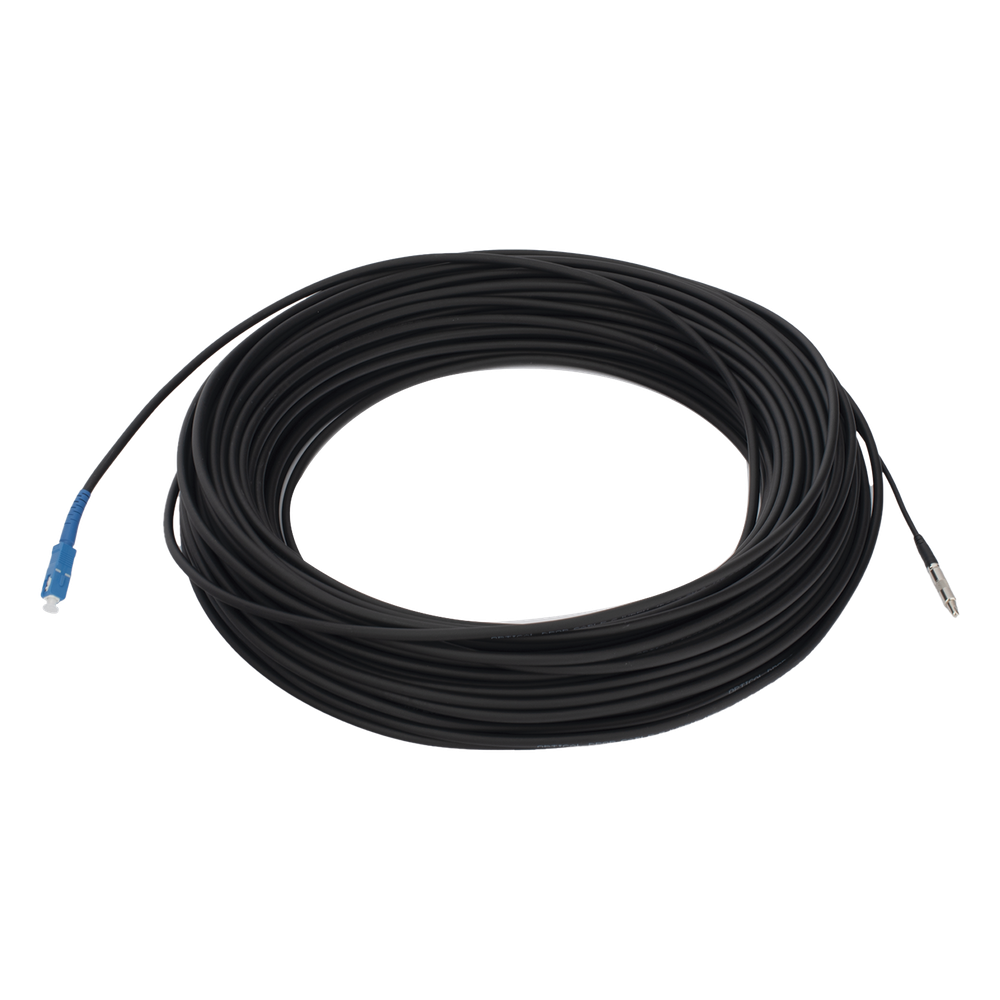 Rollo de Fibra Óptica Drop Redonda G657A2 Monomodo Simplex de 50 Metros (164 Pies) con Conectores SC / UPC-SC / UPC para Instalaciones Aéreas, Subterráneas o a la Intemperie