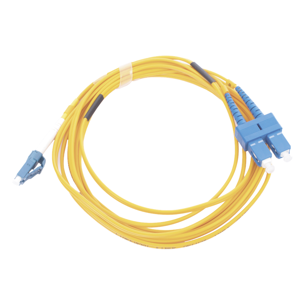 [LP-FO-D-LCU-SCU-03] Jumper de fibra óptica monomodo, LC/UPC-SC/UPC, dúplex, 3 m, amarillo