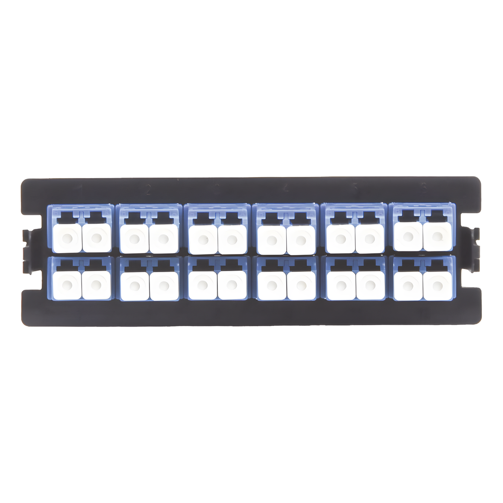 [LP-FO-LC-D12-SM] Placa Acopladora para Distribuidor de Fibra Óptica LP-ODF-8024, Incluye 12 Acopladores LC Duplex para Fibra Monomodo