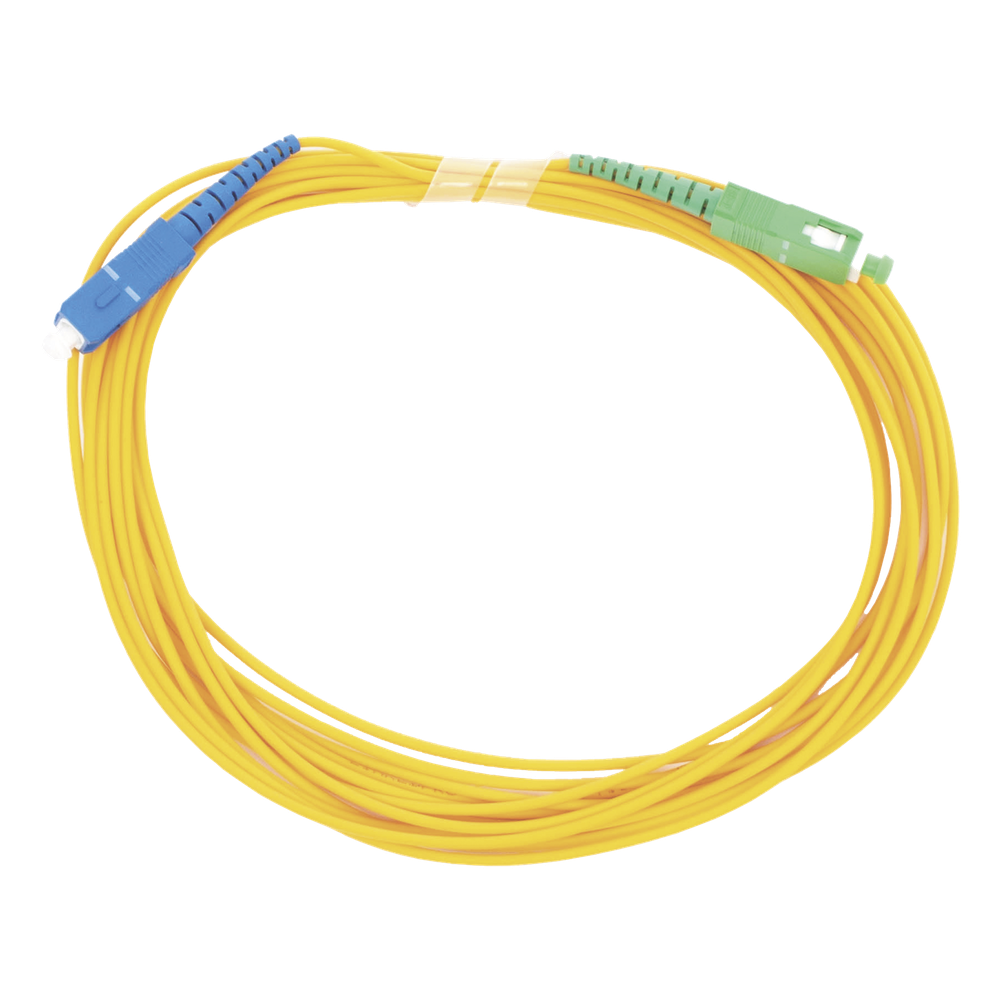 Jumper de fibra óptica monomodo, SC/UPC-SC/APC, simplex, 5 m, amarillo