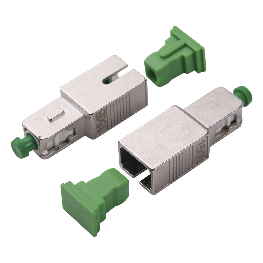 Atenuador Óptico Macho-Hembra con Conector SC APC de 15dB para Fibra Monomodo